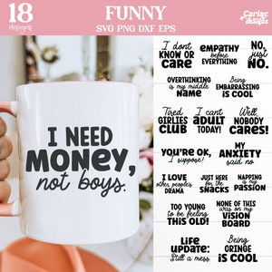 Funny Mug Bundle, Sarcastic SVG Bundle, Funny Sarcastic Sublimation Designs, Cut File for Cricut