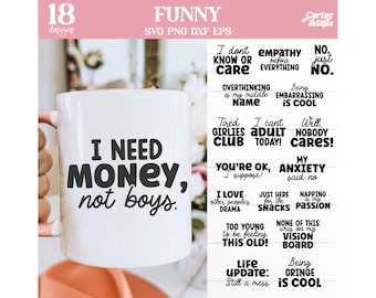 Funny Sarcastic Mug SVG Bundle, Sublimation Designs (Cut File)
