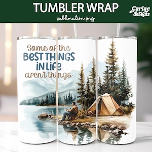 Camping Tumbler Wrap Sublimation, 20oz Skinny Tumbler Sublimation, Travel Tumbler Wrap, Adventure Tumbler Wrap, Mountains Tumbler Wrap