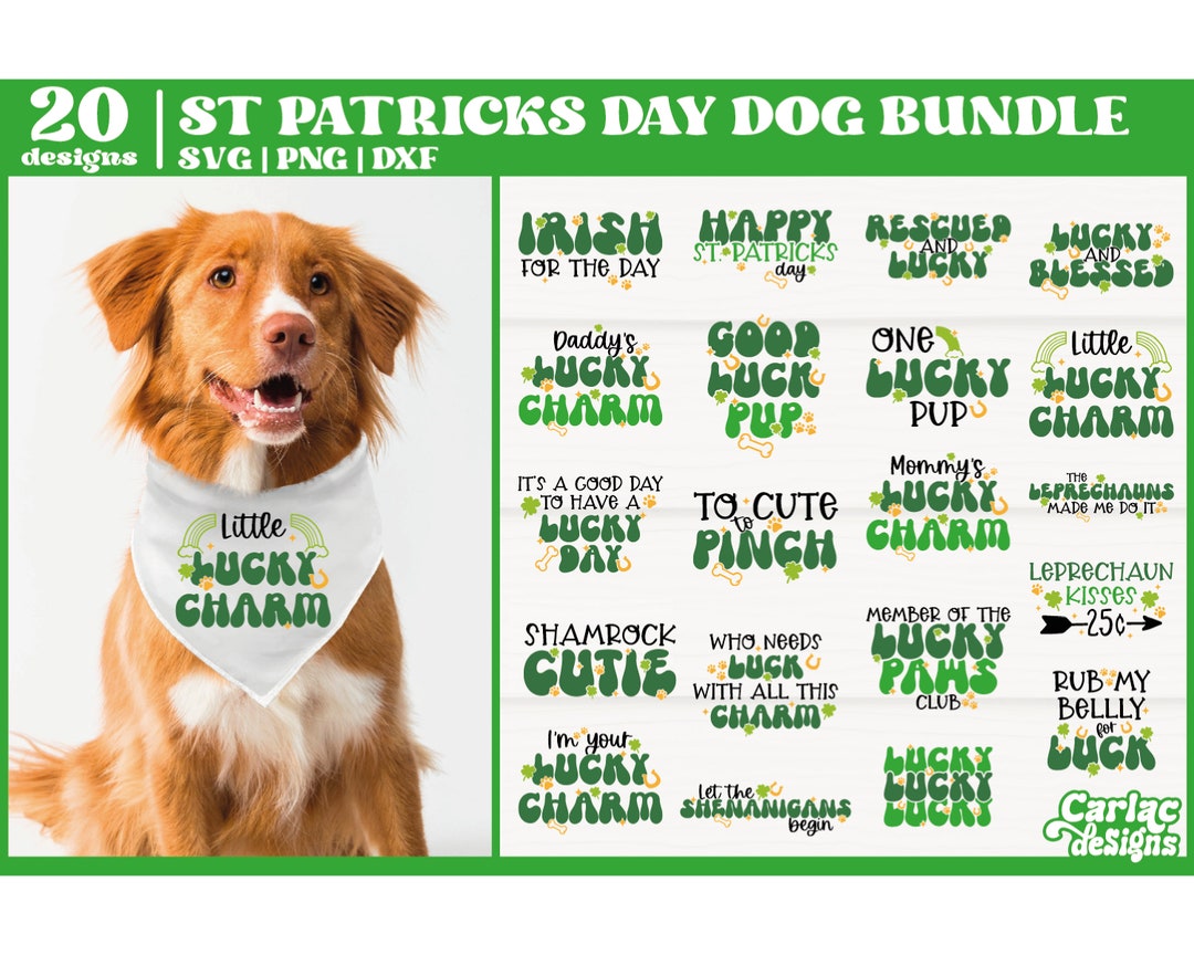 St Patricks Dog Bandana SVG Bundle, Dog Bandana SVG and Sublimation Designs, Funny Dog Bandana