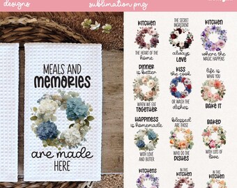 Floral Kitchen Towel Sublimation Designs Bundle (PNG)