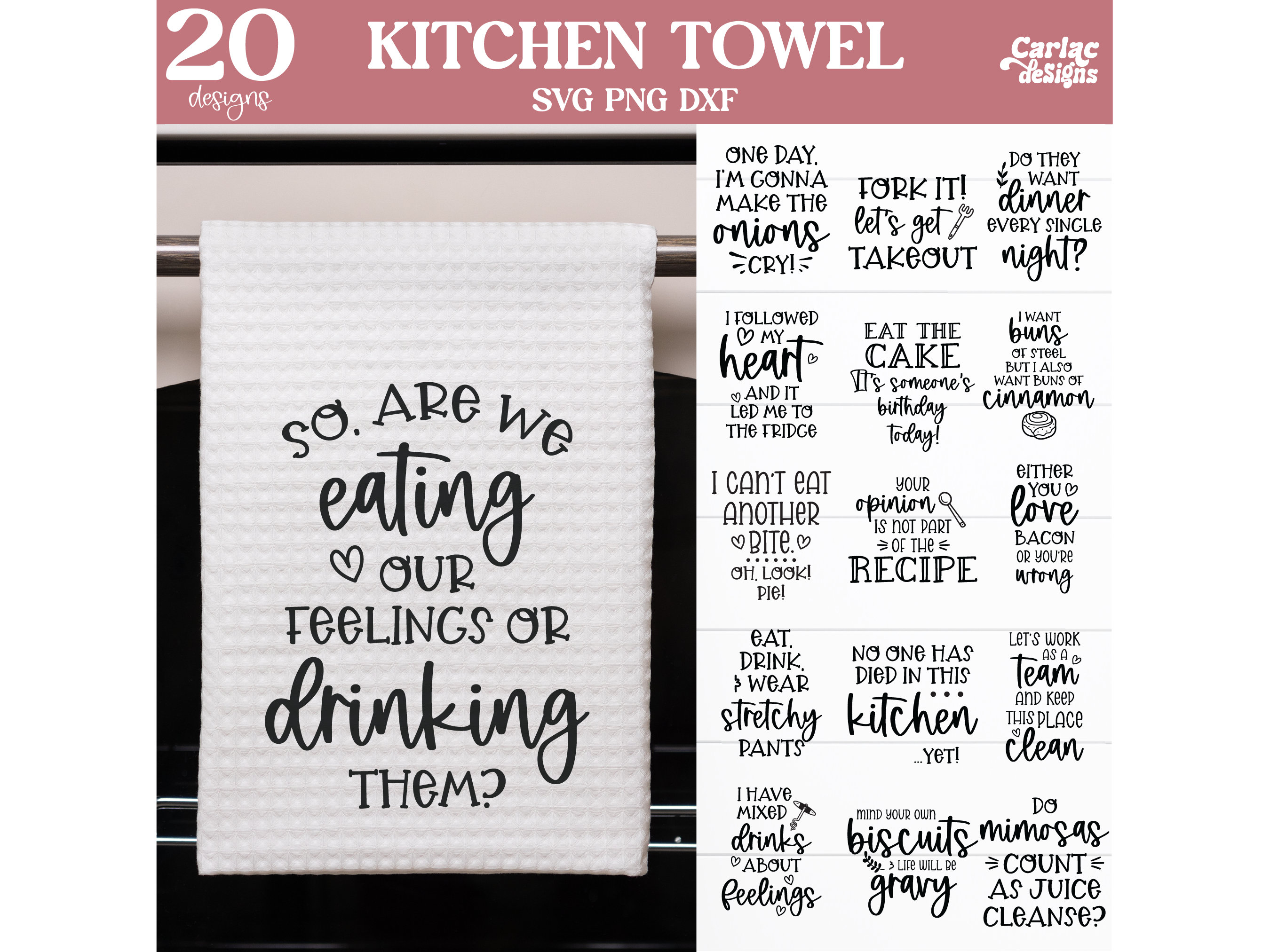 PRINTED Humorous Kitchen 5-pack #1 Flour Sack Kitchen Towels