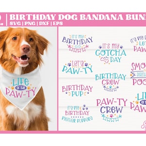 Bandana d'anniversaire pour chien SVG, SVG de Bandana pour chien, anniversaire de chien svg, sublimation de bandana pour chien, bandana d'anniversaire pour chiot, fichier coupé pour Cricut