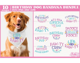 Birthday Dog Bandana SVG, Dog Bandana SVG, Birthday Dog svg, dog bandana sublimation, birthday pup bandana, Cut File for Cricut