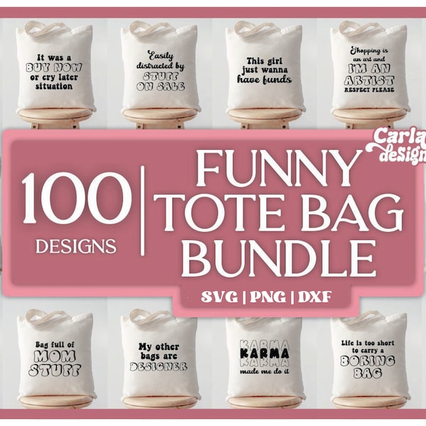Funny Tote Bag SVG Bundle, Shopping Bag SVG bundle, Mega svg bundle, Tote Bag Sublimation Designs, Cut File for Cricut