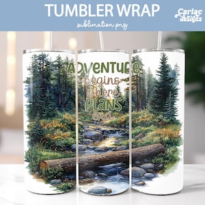 Camping Tumbler Wrap Sublimation, 20oz Skinny Tumbler Sublimation, Travel Tumbler Wrap, Adventure Tumbler Wrap, Mountains Tumbler Wrap