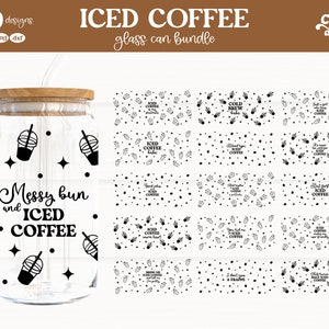 Iced Coffee Glass Can Wrap SVG Bundle | Coffee Glass Can Wrap | Glass Can Wrap SVG | 16oz Glass Can Wrap | -- Digital Download --