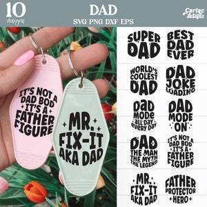 Dad Motel sleutelhanger SVG-bundel, papa SVG, papa sleutelhanger SVG, bestanden knippen voor Cricut