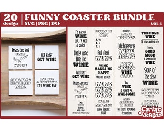 Rolig vinunderlägg SVG-paket, Cricut Cut-fil