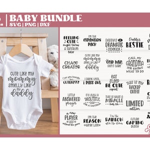 Funny baby SVG-bundel, baby slabbetje svg, babysublimatie, peuter SVG en sublimatie ontwerpen, gesneden bestand voor Cricut