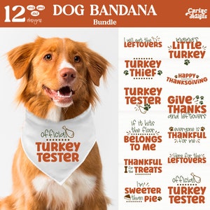 Lot de Bandana pour Thanksgiving pour chien, SVG Bandana drôle pour chien, Sublimation Bandana pour chien, fichier de coupe pour Cricut