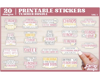 Teacher Stickers Bundle | School PNG Clipart (Digital Download)