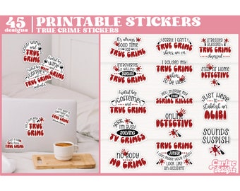 True Crime Stickers, Cricut Packaging Stickers (Digital Download)
