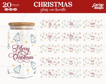 Christmas Glass Can Wrap SVG Bundle | 16oz Tumbler Designs (Digital Download)
