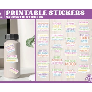 Sarcastic Printable Stickers | Funny Printable Stickers | Print and Cut stickers bundle | Vol5 -- Digital Download --