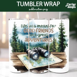 Camping Tumbler Wrap Sublimation, 20oz Skinny Tumbler Sublimation, Travel Tumbler Wrap, Adventure Tumbler Wrap, Mountains Tumbler Wrap