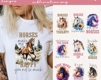 Horse Sublimation Designs, Horse Shirt & Mug Graphics (PNG, Digital Download)