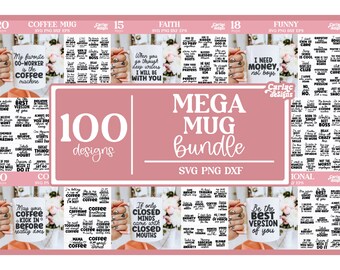Funny Coffee SVG Bundle, Mug and Tote Bag Designs (100+)