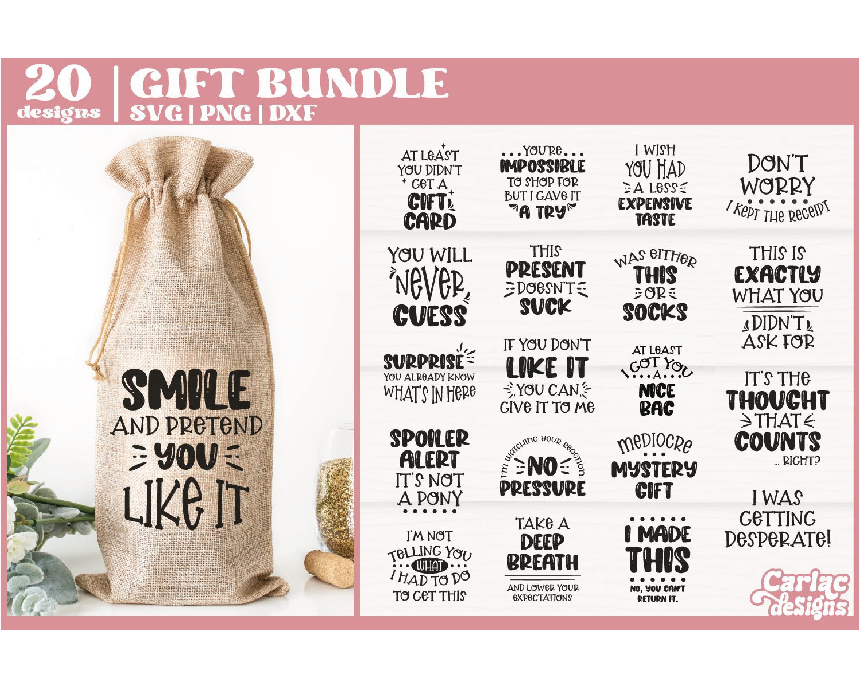 Funny Gift Bag SVG Bundle Funny Gift Tags SVG Bundle Gift Etsy