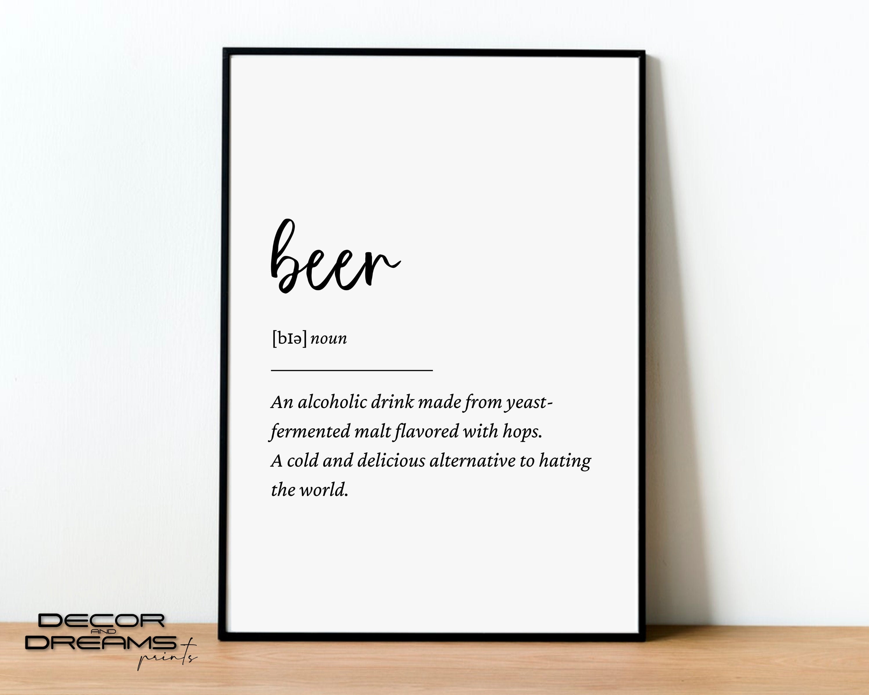 Beer Definition Print Beer Print Kitchen Wall Art Beer Wall Etsy UK