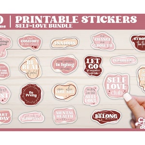 Motiverende afdrukbare stickers, inspirerende afdrukbare stickers, afdrukbare stickers geestelijke gezondheid, afdrukken en knippen, bestanden voor de Cricut