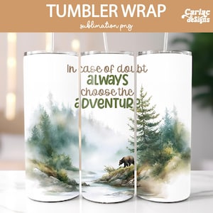 Camping Tumbler Wrap Sublimation, 20oz Skinny Tumbler Sublimation, Travel Tumbler Wrap, Adventure Tumbler Wrap, Mountains Tumbler Wrap