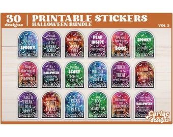 Funny Halloween Stickers | Printable Sticker Bundle, Vol 3 (Digital Download)