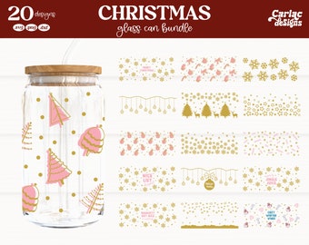 Christmas Glass Can Wrap SVG Bundle | Winter Tumbler Designs (Digital Download)