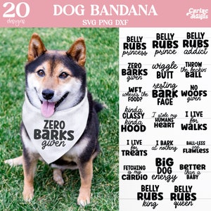 Lot de Bandana SVG pour chien, Bandana pour chien SVG, lot de SVG drôle de chien, dessins par sublimation Badana de chien, fichier de coupe pour Cricut