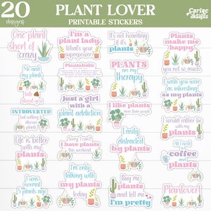 Funny Plant Printable Stickers, Packaging printable sticker, Plant Lover Stickers, Print and Cut Stickers, Cut File for Cricut