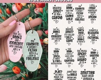 Smut Book Lover Keychain SVG Bundle, Printable Motel Keychain, cut files for Cricut
