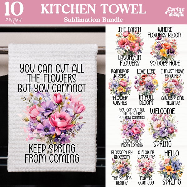 Kitchen Towel Sublimation, Spring Kitchen Towel, tea towel sublimation designs, Flowers kitchen towel sublimation designs, Floral png