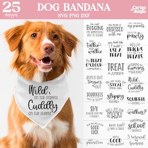 Lot de Bandana SVG pour chien, Bandana pour chien SVG, lot de SVG drôle de chien, dessins par sublimation Badana de chien, fichier de coupe pour Cricut
