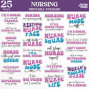 Nurse Stickers Bundle, Funny Nurse Stickers Bundle, Nurse File for Cutting Machines, -- Digital Download --