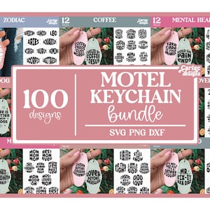 Pacchetto portachiavi SVG Motel, SVG ispiratore, SVG divertente, cani svg, gatti svg, fede svg, caffè svg, zodiaco svg, file di taglio per Cricut