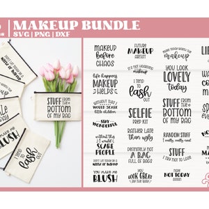 Lustige Make-up-Tasche SVG-Bundle, Make-up-Tasche svg, Sublimations-designs der Schminktasche, Makeup-Liebhaber svg, sarkastische Tasche svg, Cut File für Cricut