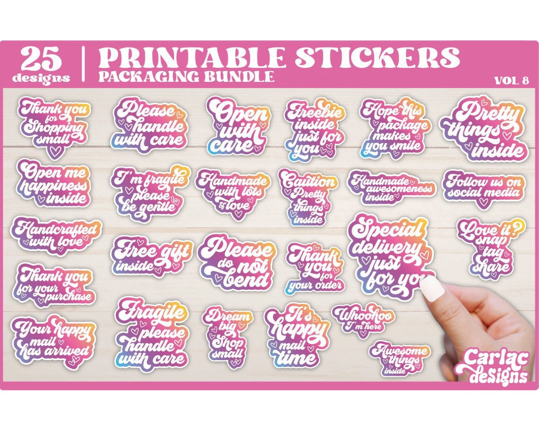 Pink Packaging Stickers | Small Business Printable PNG (digital ...