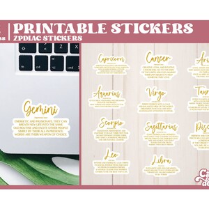 Stickers définition du zodiaque | Modèles à imprimer du zodiaque | Autocollants du zodiaque PNG | -- Téléchargement numérique --