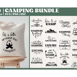 Lot camping SVG | Ensemble SVG Montagnes | Fichiers de camping pour machines de découpe | -- Téléchargement numérique --
