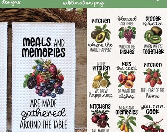 Fruit Kitchen Towel Sublimation Designs, PNG Bundle (Digital Download)
