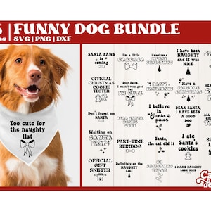 Bundle de Bandana de Noël pour chien SVG, SVG de Bandana de chien drôle, Bandana pour chien en sublimation, fichier de coupe pour Cricut