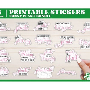 Funny Plant Stickers | Packaging Sticker Bundle | Plant Lover Stickers | Print and Cut Stickers | Printable Stickers | -- Digital Download -
