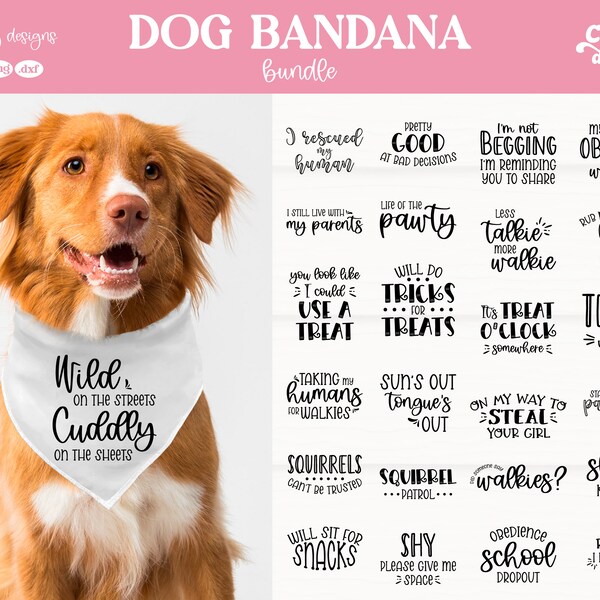 Dog Bandana SVG Bundle Dog Bandana SVG, Funny Dog SVG Bundle, Dog Badana Sublimation Designs, Cut File for Cricut