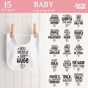 Babador engraçado para bebê SVG, SVG para bebê e designs de sublimação, Frases de bebê SVG, SVG para criança e designs de sublimação, Arquivo de corte para Cricut