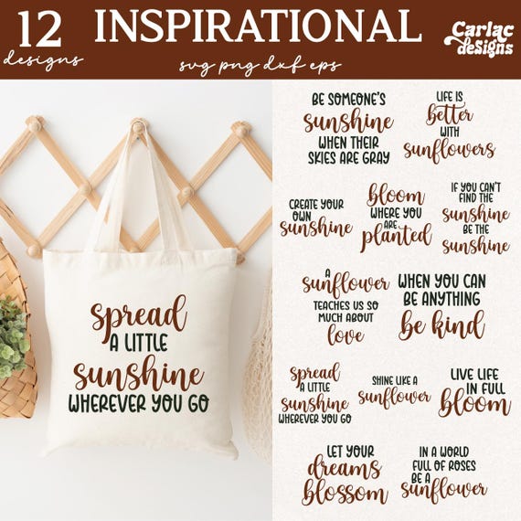 Inspirational Bag SVG Bundle, Motivational Quotes (Cut Files)