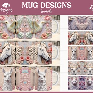 3D Mug Wrap sublimation Bundle, Mug Wrap Sublimation, 3d floral Mug wrap sublimation, coffee cup sublimation, tea mug sublimation