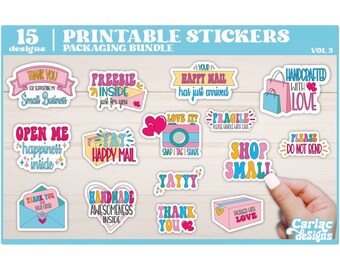 Small Business Sticker Bundle | Packaging Stickers, Printable PNG (Digital Download)