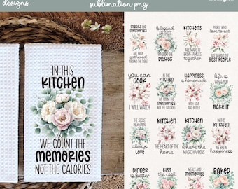 Floral Kitchen Towel Sublimation Designs, PNG Bundle