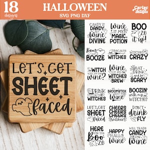 Sous-bock Halloween SVG, sublimation de sous-bock drôle, sous-bock de vin svg, fichier de coupe pour Cricut