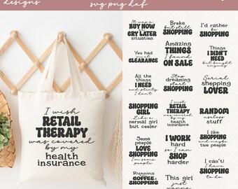 Funny Tote Bag SVG Bundle, Shopping Quotes (Cut Files)